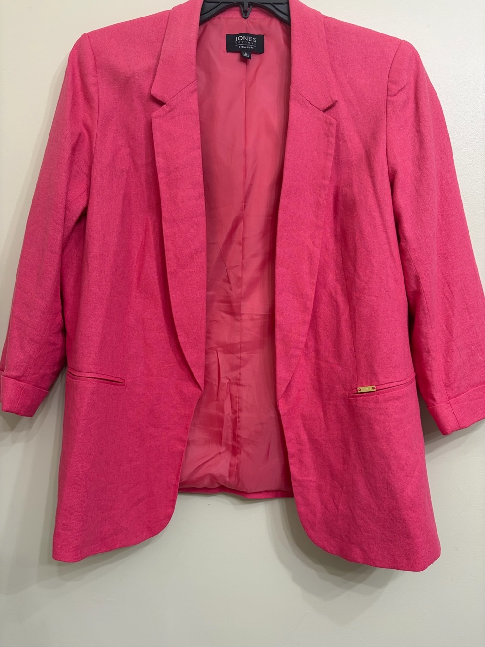 Jones New York Bright Pink Open-Front Blazer